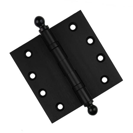 Embassy 4-1/2 x 4-1/2 Solid Brass Hinge, Flat Black Finish with Ball Tips 4545BBUS19B-1